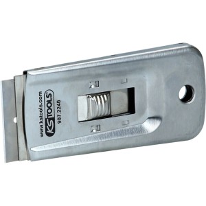 KS TOOLS Plakettenschaber aus Metall mit versenkbarer Klinge. Entfernt Klebstoff- und Dichtungsreste.