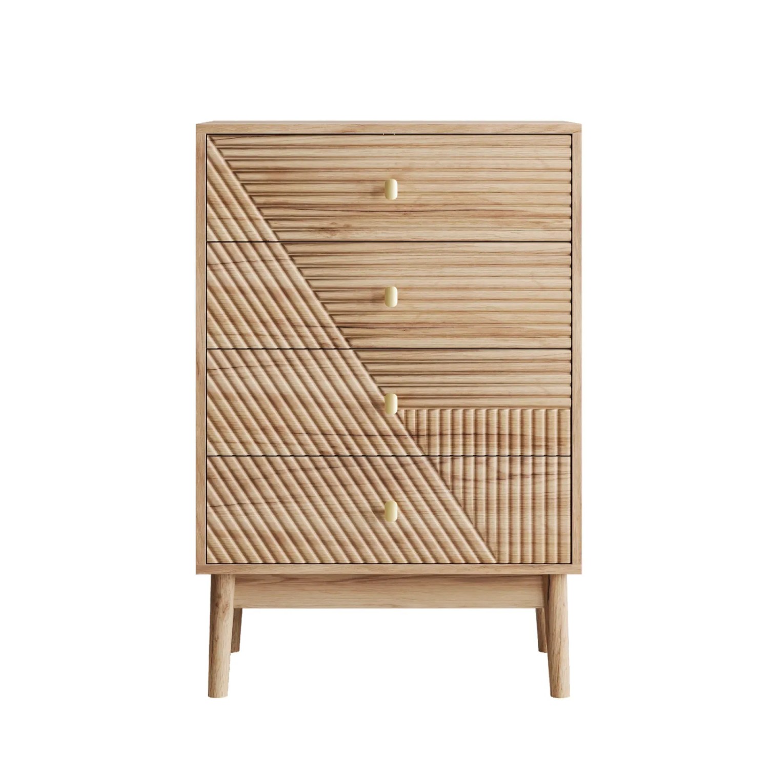 PXloue Kommode 4 Schubladen Holz Braun Kleiderschrank  für Wohnzimmer Schlafzimmer Flur Eiche