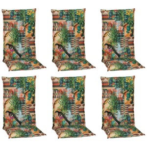 6er Set Beo Sitzauflagen Texas Hochlehner mit Dschungel Design für Gartenstühle.