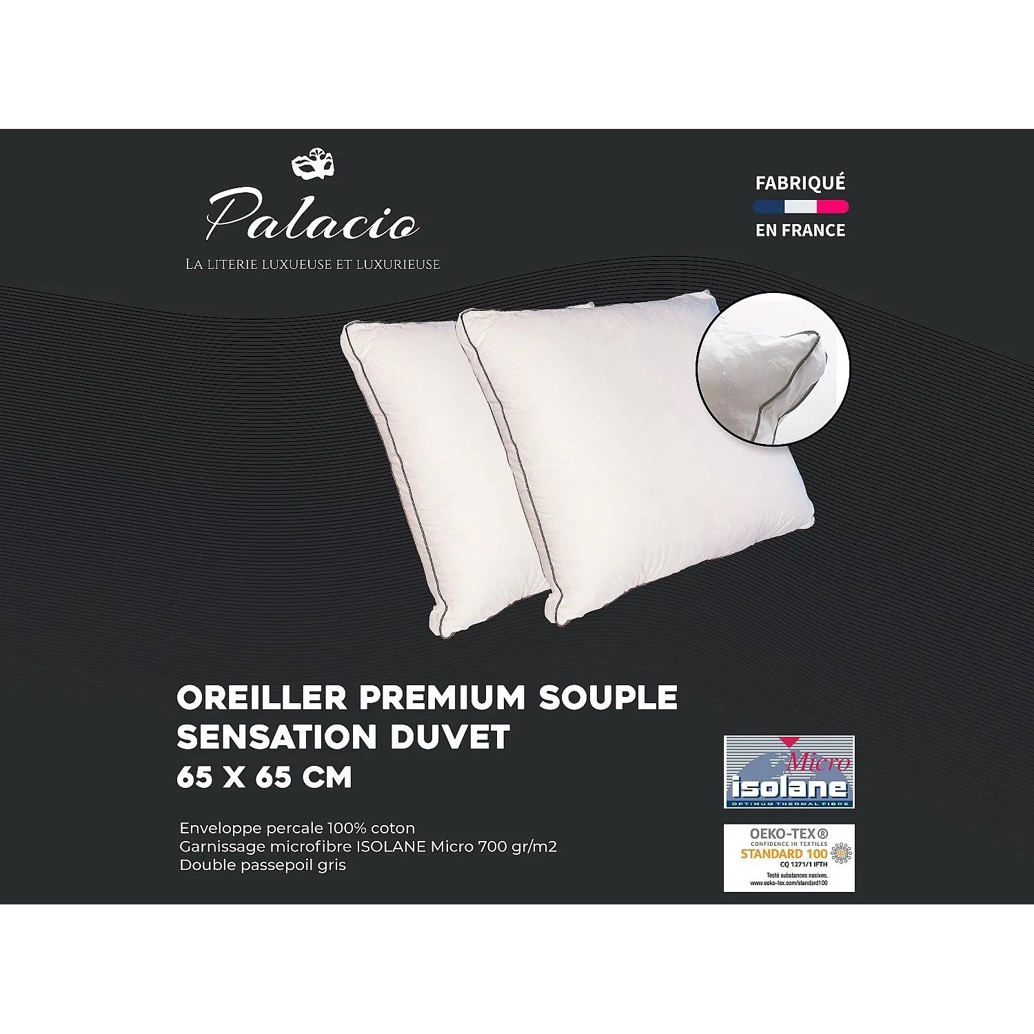 Vente-unique Kopfkissen Auxence Weiß 65 cm