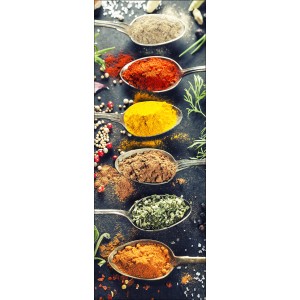 Leinwandbild Vintage Herbage I 27x77cm mit Gewürzen in Löffeln als Küchen-Deko.