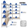 Tectake Schwerlastregalsystem Gustav, 3-teilig, mit verzinktem Stahlgestell und 15 MDF-Regalböden.