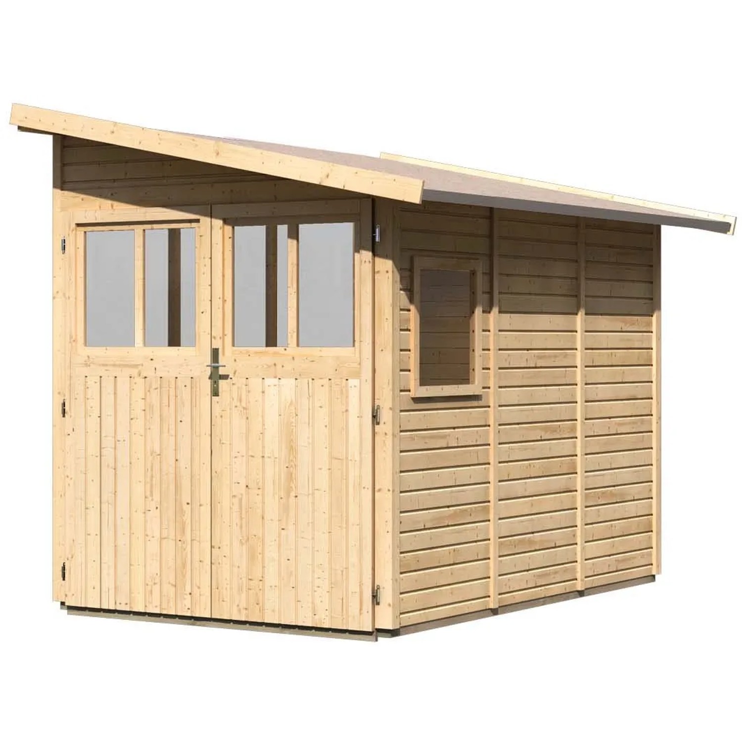 Karibu Holz-Gartenhaus Kristiansund, unbehandelt, mit Pultdach, 178x265 cm.