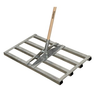 Sonneck Rasenrakel zur Bodenbearbeitung, mit Holzstiel und Metallrahmen.