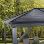 Sojag Pavillon Ventura, anthrazitfarben, mit Dach aus Stahl und Aluminiumgestell im Garten.