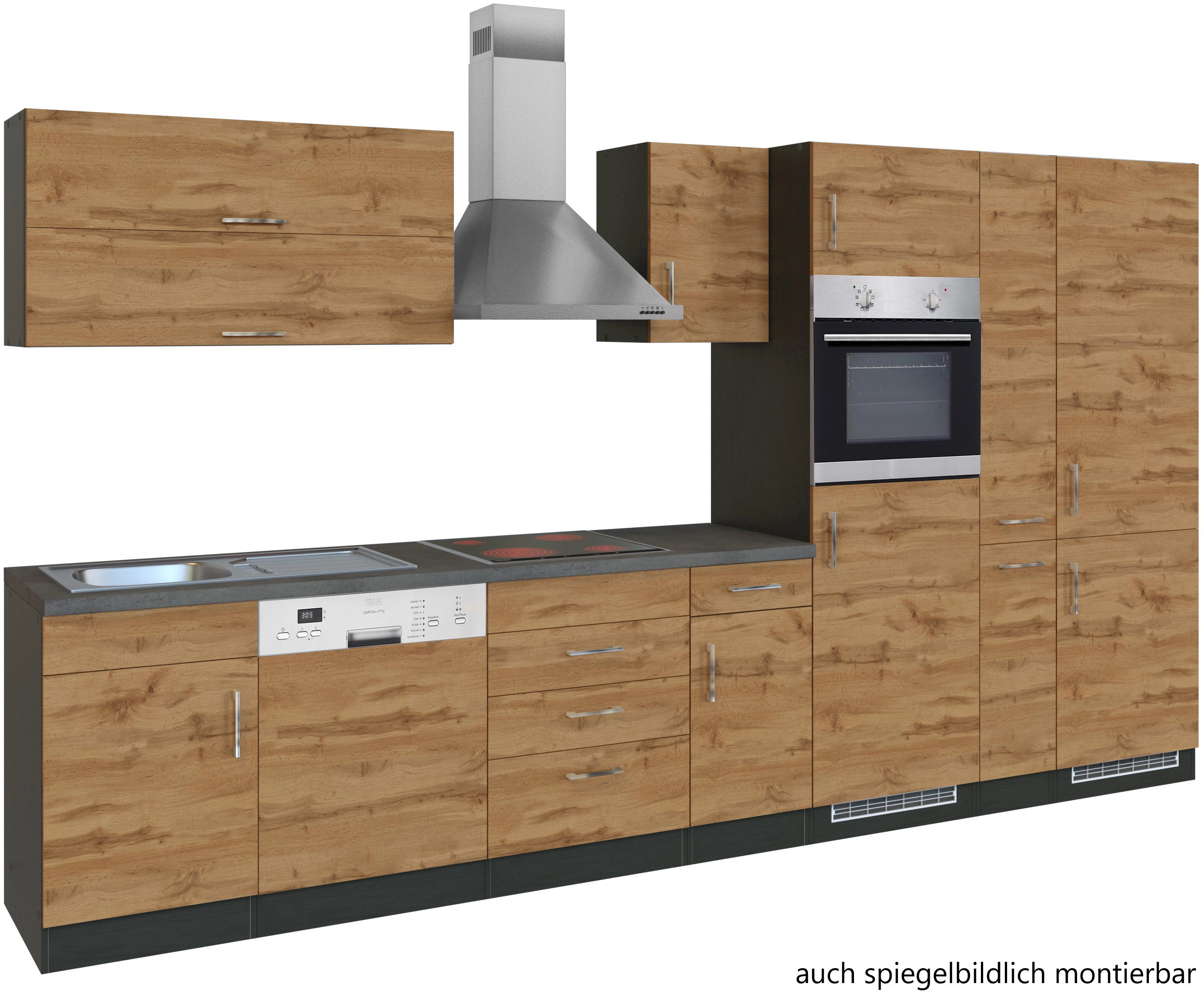 Held Möbel Küchenzeile Sorrento 360 cm Wotaneiche-Grafit kaufen bei OBI