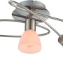 Globo Deckenleuchte, 5-flammig, Nickel matt mit Milchglas-Schirmen.
