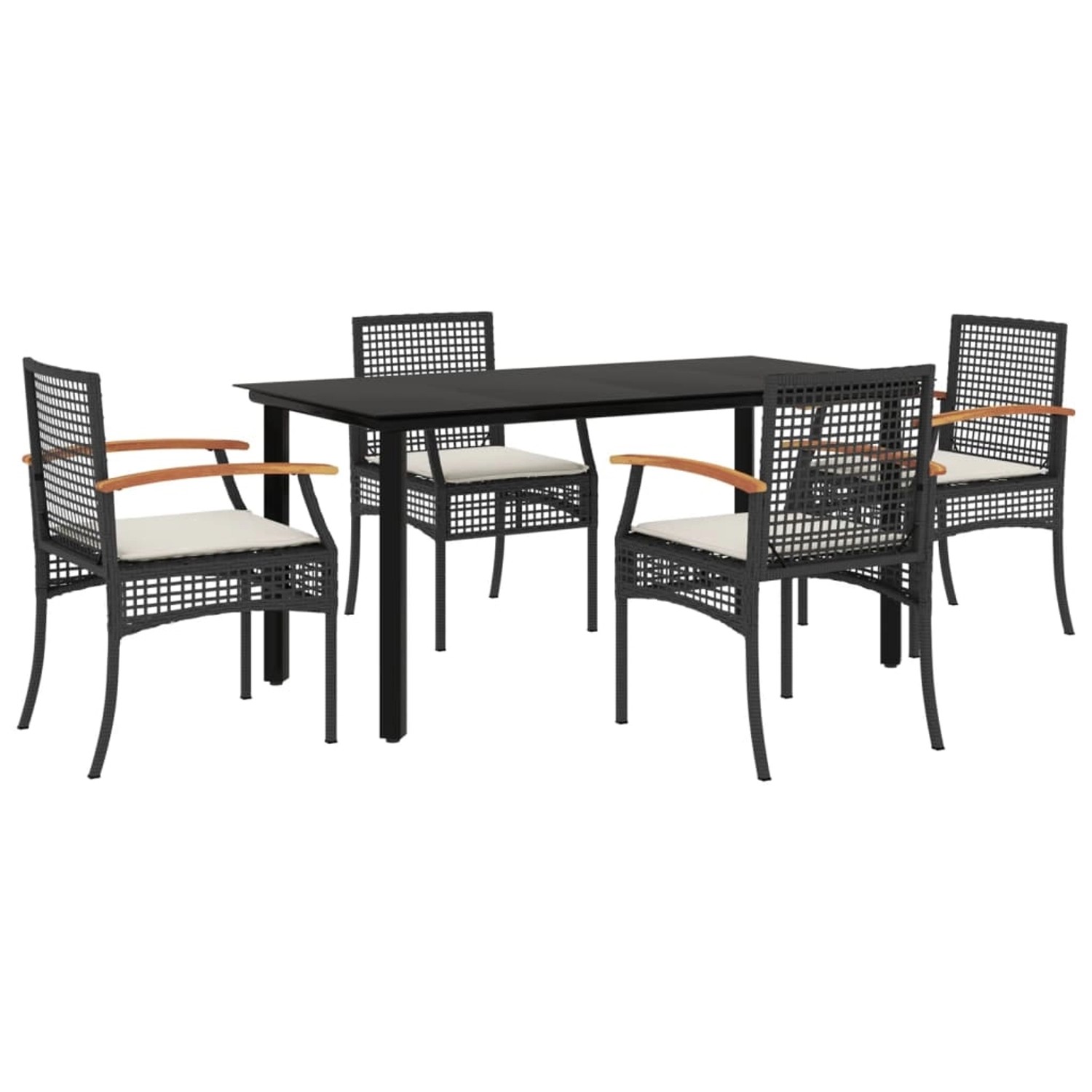 vidaXL 5-Tlg Garten-Essgruppe mit Kissen Schwarz Poly Rattan 3213606 günstig online kaufen