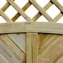 Detailansicht: T & J Sichtschutzzaun Classic-Serie mit Doppelbogen und Rankgitter aus kesseldruckimprägniertem Holz.