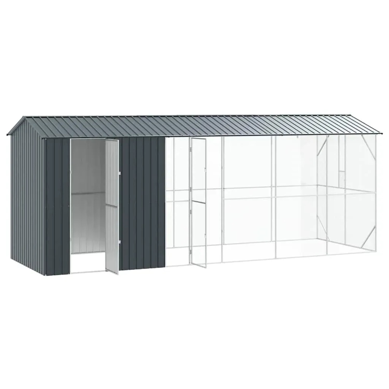 vidaXL Vogelkäfig Anthrazit 645 x 208 x 247 cm Verzinkter Stahl 3325154_4