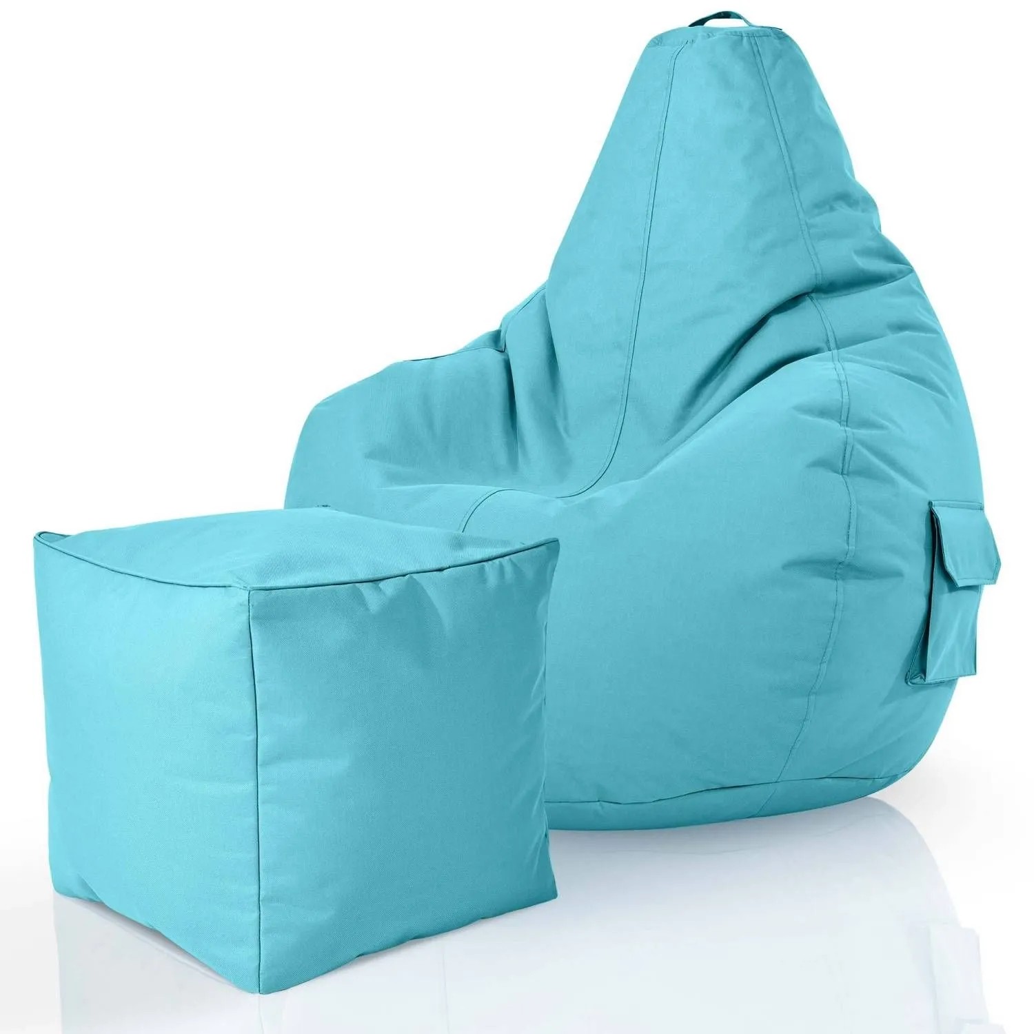 Green Bean Sitzhocker 2er Set Cozy + Cube 70 x 80 x 90 cm Wetterfest Aquamarin