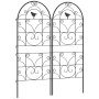 2er Set Outsunny Rankgitter aus Metall, schwarz, mit Vogel-Motiv. Rostfreie Rankhilfe zum Stecken.