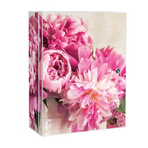 Weißer, abschließbarer Banjado XXL Medizinschrank mit Pfingstrosen Motiv, 35x46x15cm.