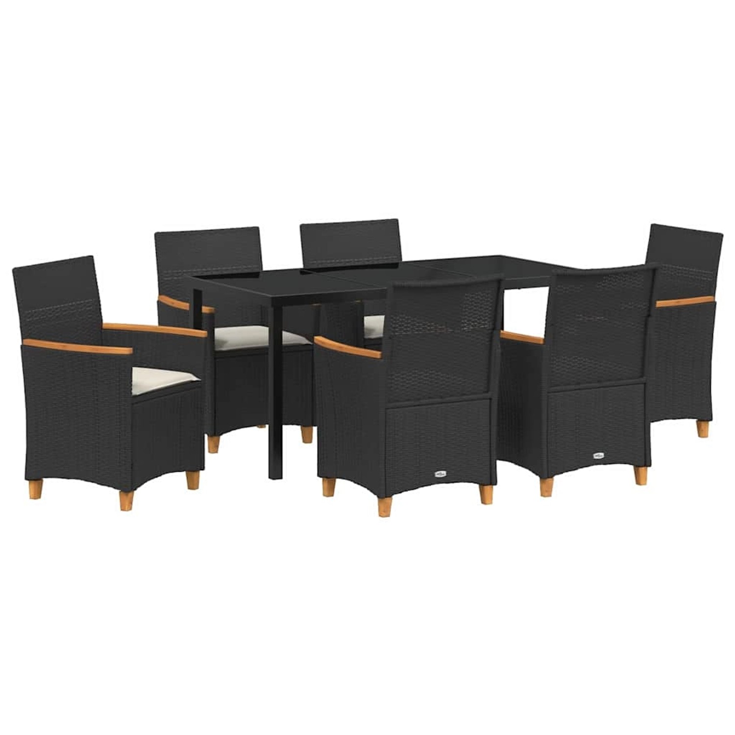 vidaXL Garten Essgruppe 7-Tlg Schwarz Poly Rattan 3381090 günstig online kaufen