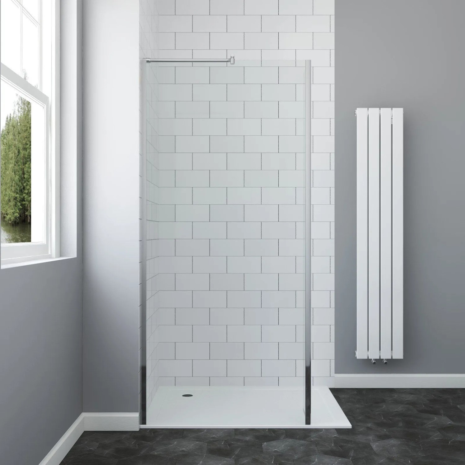 Aquabatos Walk in Duschen Duschwand 80 x 190 cm Duschabtrennung 6mm ESG Klarglas Duschtrennwand mit Spritzschutz-Glas Ch...