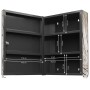 Offener, abschließbarer Banjado XXL Medizinschrank in Anthrazit mit Holzwirbel-Motiv, 35x46x15cm.