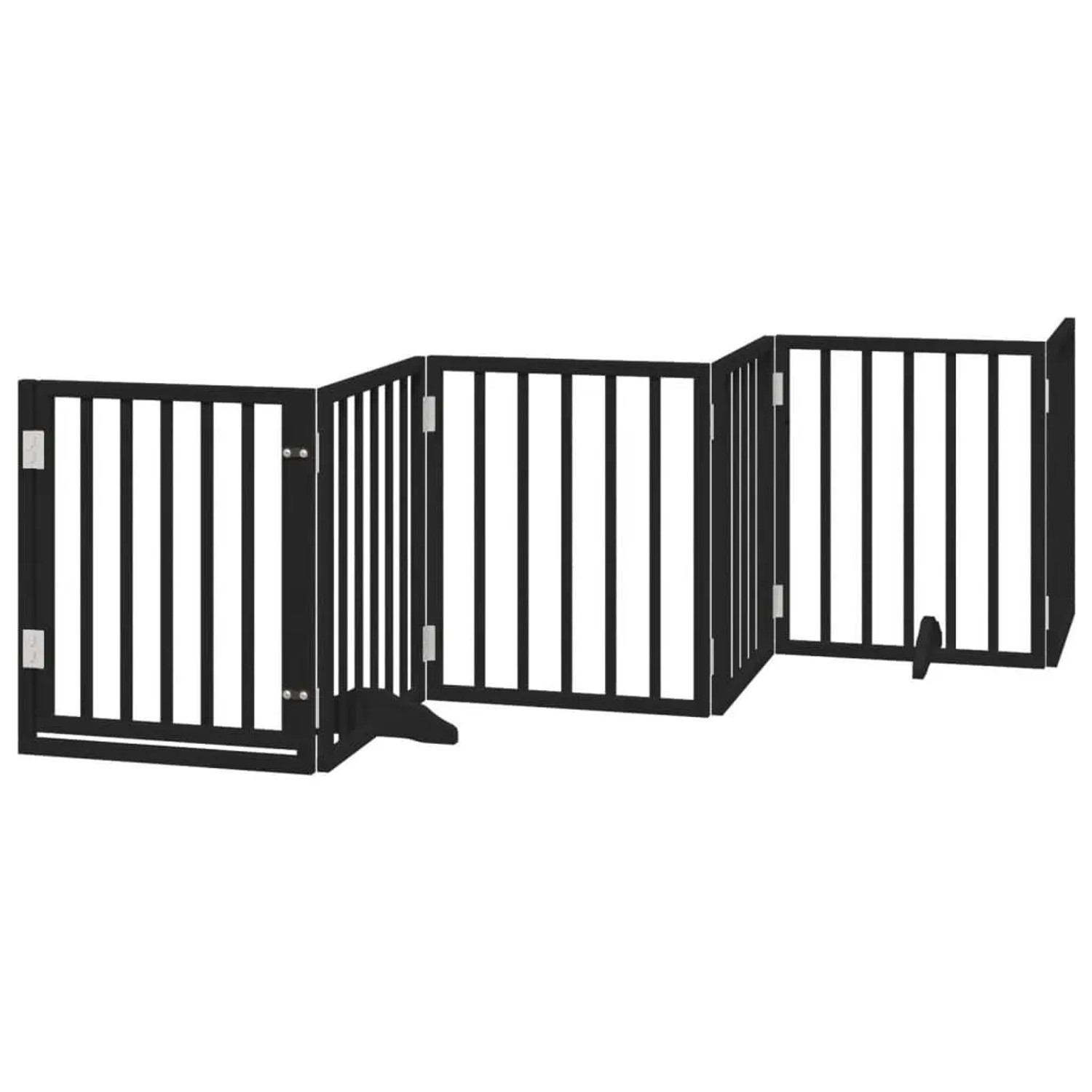 vidaXL 6 Tlg Hundetor mit Tür Faltbar Schwarz 300 cm Pappelholz 352189
