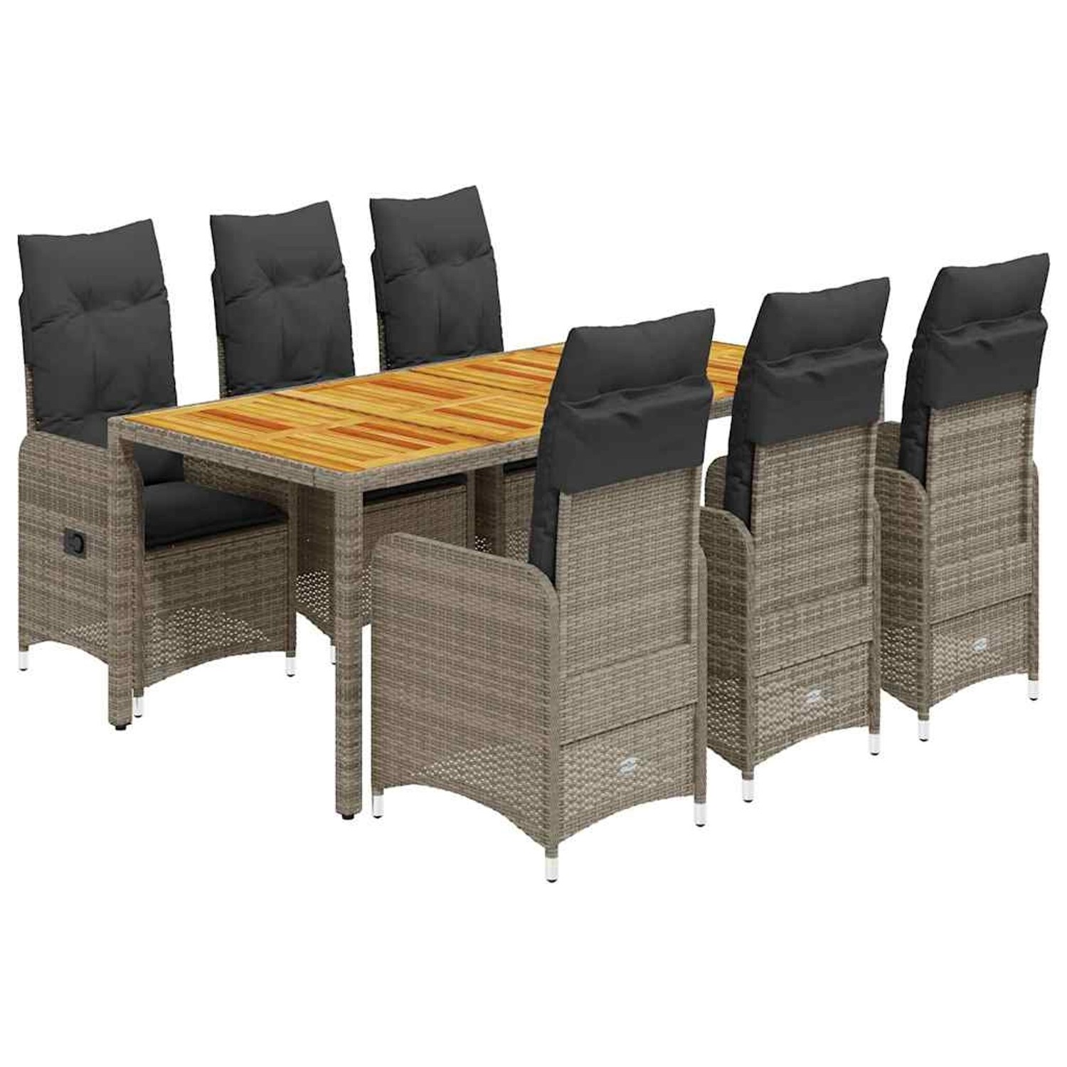 vidaXL 7-Tlg Garten-Bistro-Set mit Kissen Grau Poly Rattan 3277025 günstig online kaufen