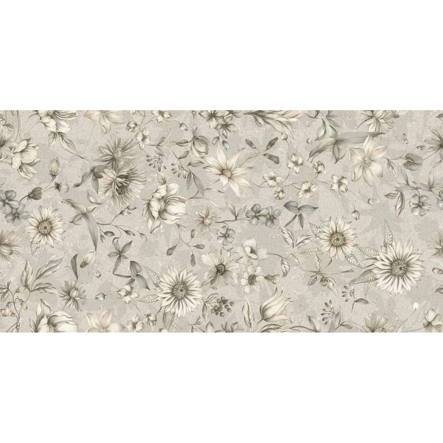 Swiss Aqua Technologies Keramikfliese Kenzo Frühling 60x120CM 2,16 M² Elfenbein Blumenmuster Matt