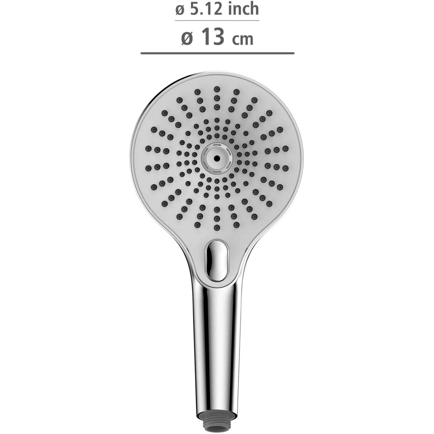 Wenko Duschkopf Ultimate Shower, Chrom/Weiß, Ø 13 cm, Handbrause mit verschiedenen Strahlarten.