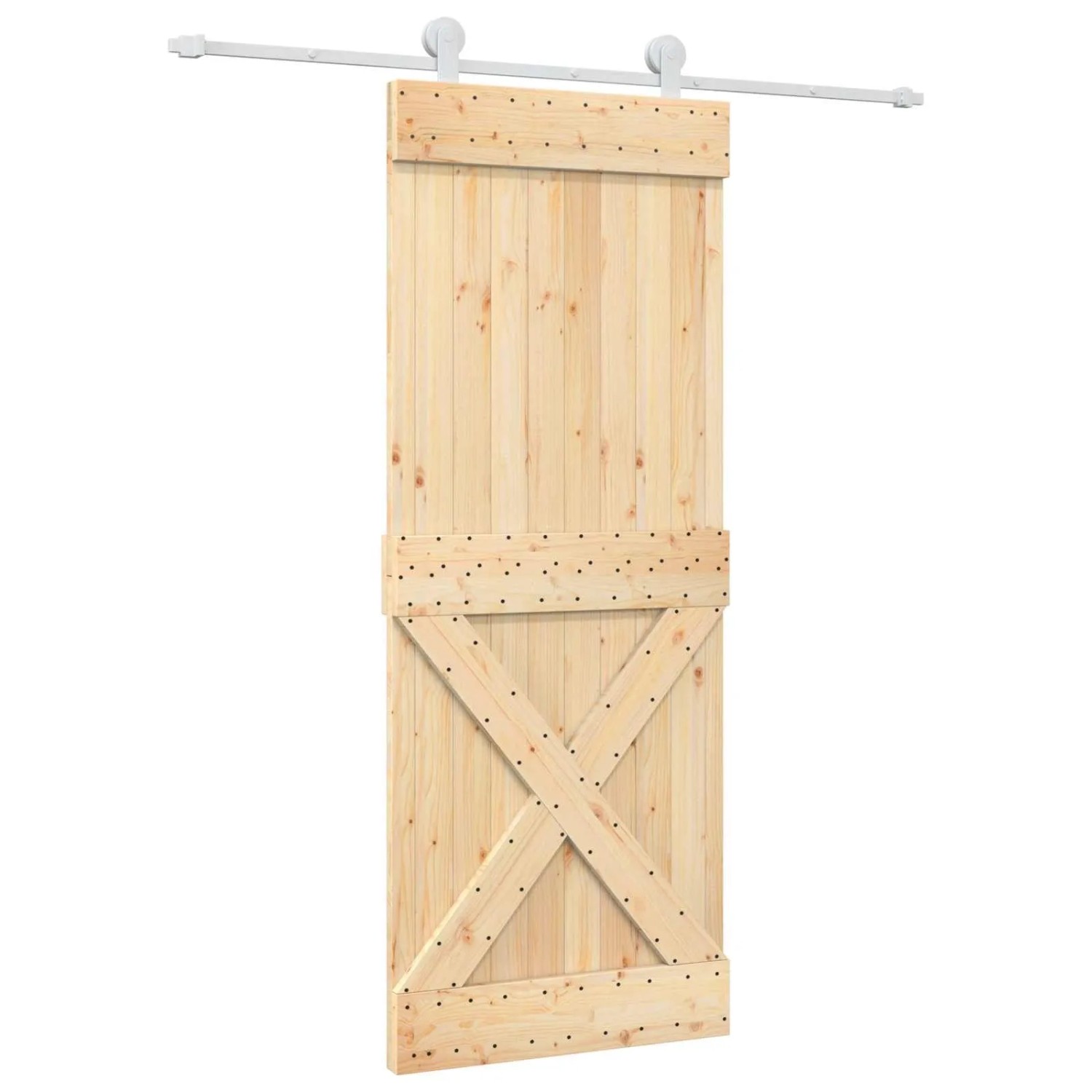 vidaXL Schiebetür Natur und Weiß 80 x 210 cm Massivkiefer 3445017
