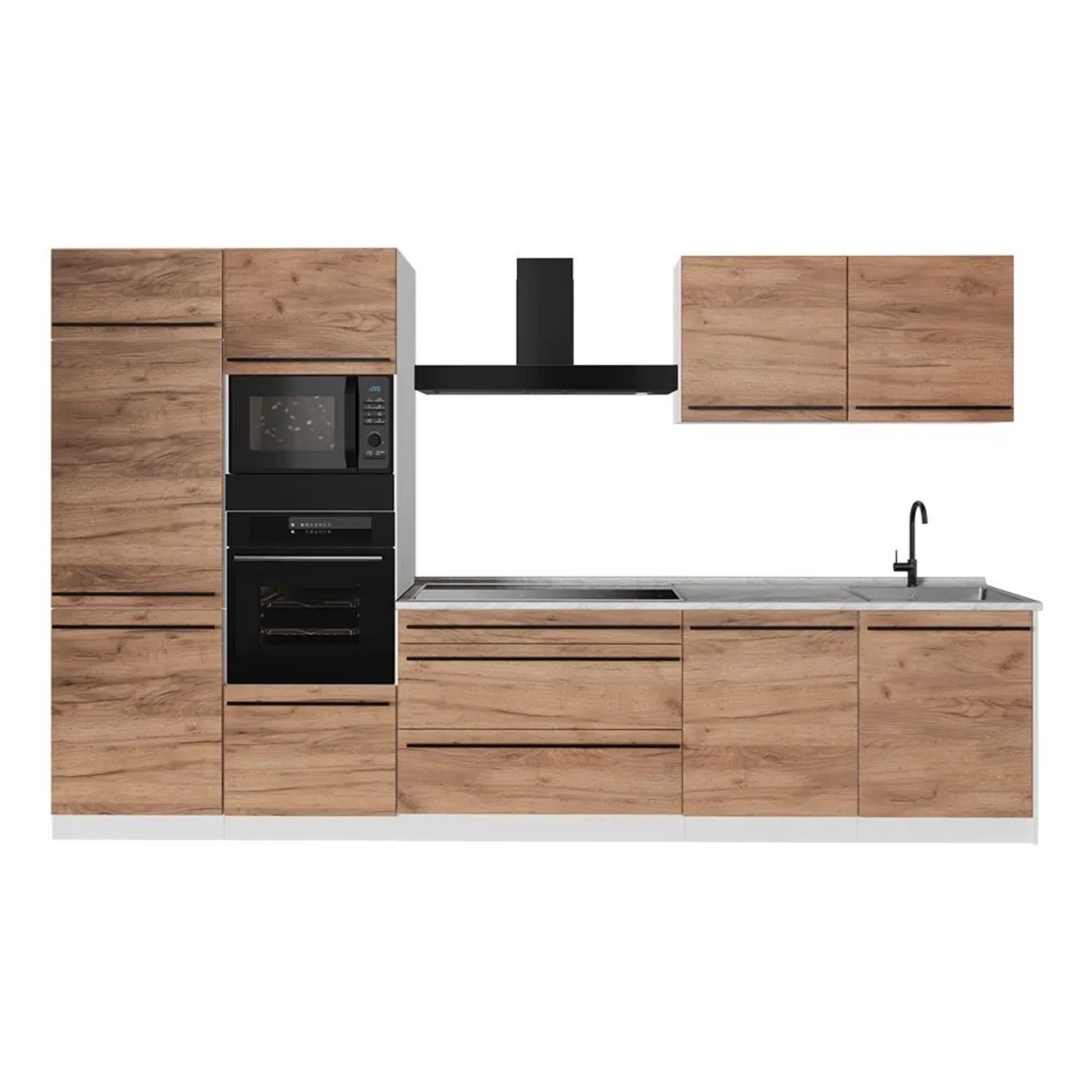 Vicco Küchenzeile R-Line Goldkraft Eiche/Weiß 340 x 207 ohne Arbeitsplatte Art Nr 66040