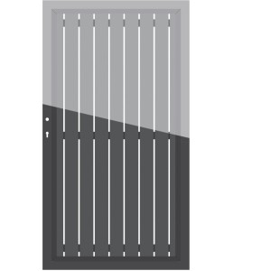 Sichtschutz-Element Einzeltor Squadra Alu, graues Design mit vertikalen Streben.