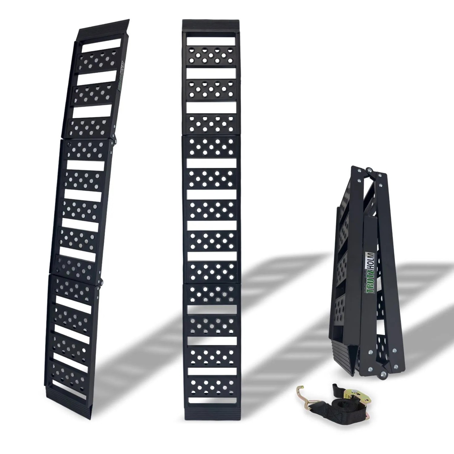 TRUTZHOLM 1 x Auffahrrampe 2-Fach Klappbar 199cm Traglast 340 kg Alu Schwarz