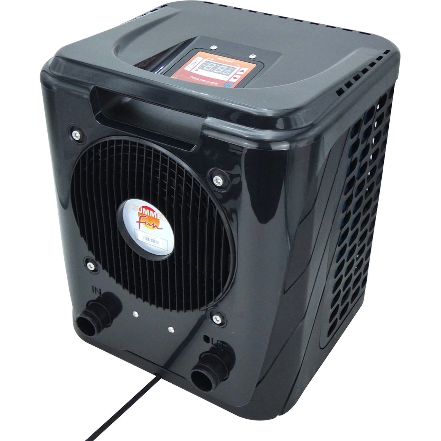 Summer Fun Wärmepumpe Smart 3,35 kW, Poolheizung in Schwarz mit Digitaldisplay.