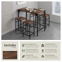 Tectake Bartisch Set Edinburgh, 5-teilig, Industrial Holz Dunkel Rustikal mit 4 Hockern.