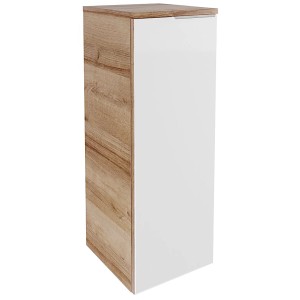 Fackelmann Hängeschrank B.Brillant, 30 cm, Asteiche/weißes Glas. Bad-Hängeschrank mit Tür.