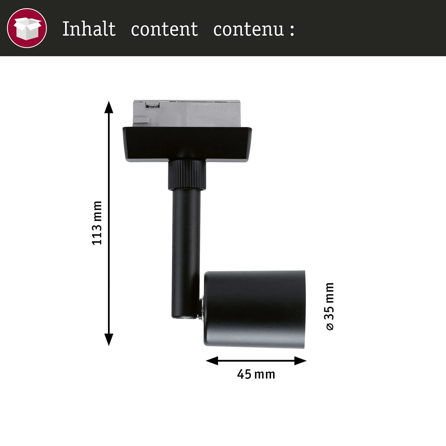 Paulmann URail Schienenspot Salt Schwarz Matt, Maße 113x45x35mm. Moderner LED-Spot.