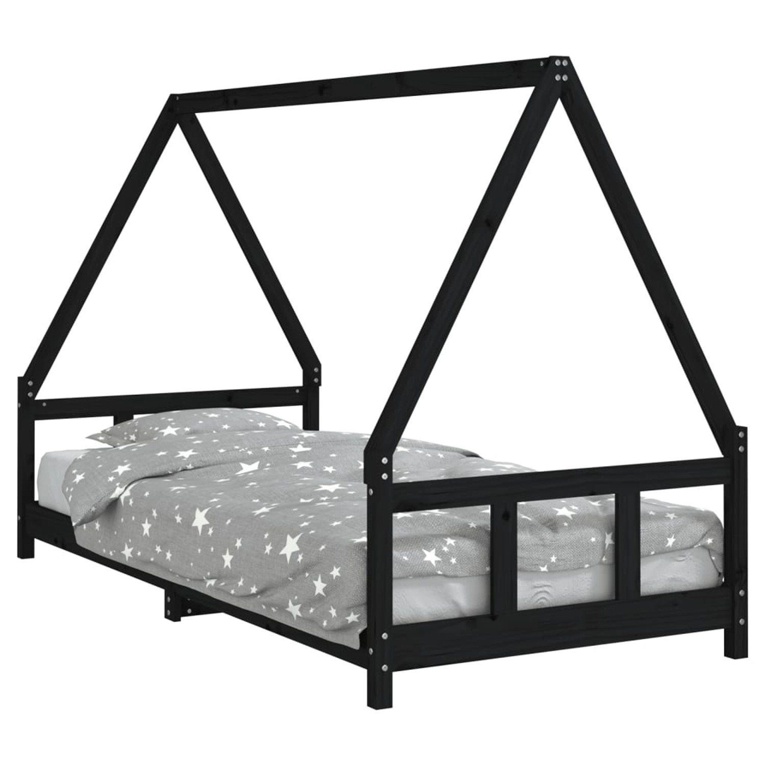 vidaXL Kinderbett Schwarz 90x200 cm Massivholz Kiefer 834455 günstig online kaufen