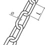Zeichnung einer Schweißkette aus V4A-Stahl, Form C, mit Maßangaben zu Durchmesser und Länge.