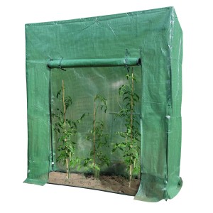 Grünes Gewächshaus 1,17 m² mit jungen Pflanzen. Ideal für Garten und Gemüseanbau.