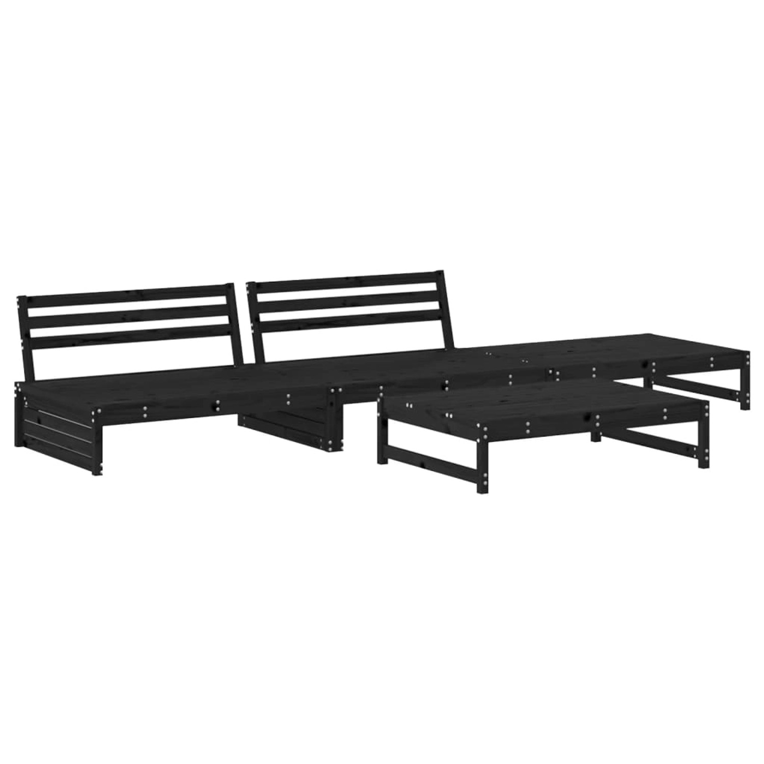 vidaXL 4-tlg Garten-Lounge-Set Schwarz Massivholz Kiefer Modell 15