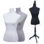 MCW Schneiderpuppe: weiblicher Torso in Weiß, Grau, Schwarz. Schaumstoffkörper, abnehmbarer Bezug, Holzständer. Zum Nähen.