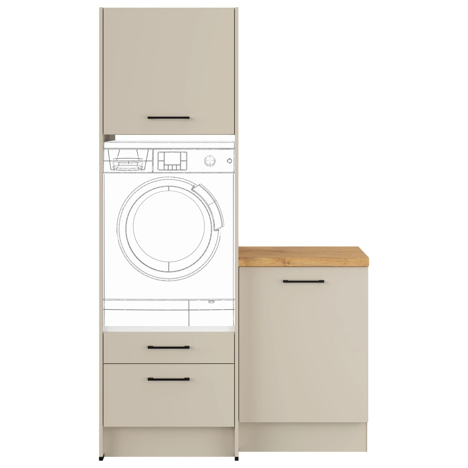 Impuls Küchen Hauswirtschaftsmodul HWR412308 123,2 cm Kieselgrau