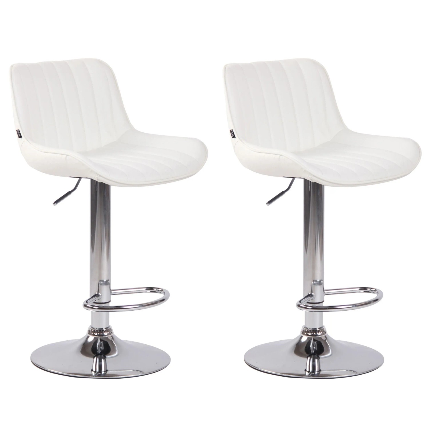 CLP 2er Set Barhocker Lentini Kunstleder Weiß/Chrom