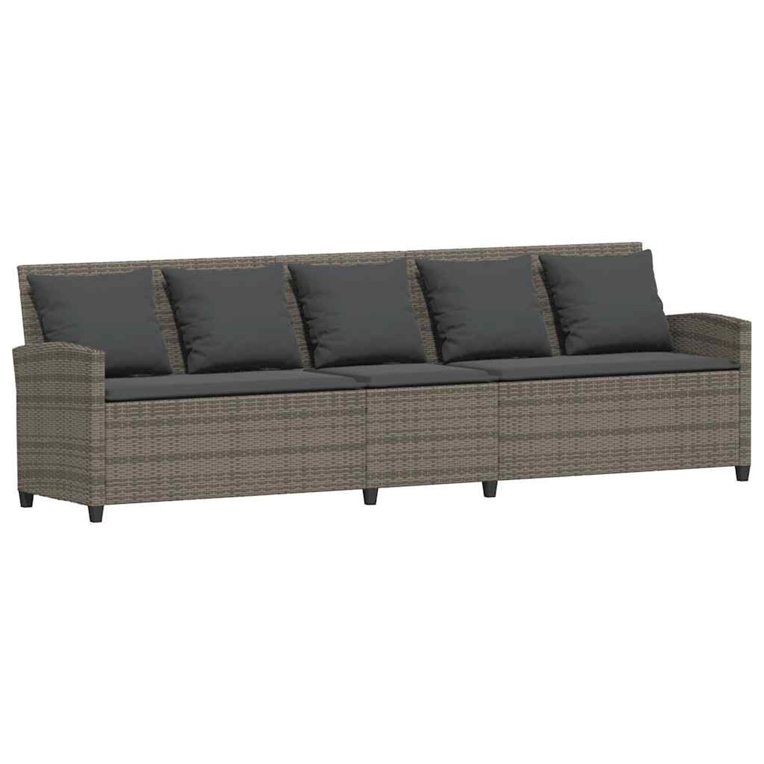 vidaXL Gartensofa 5-Sitzer mit Kissen Grau Poly Rattan 4104114 günstig online kaufen
