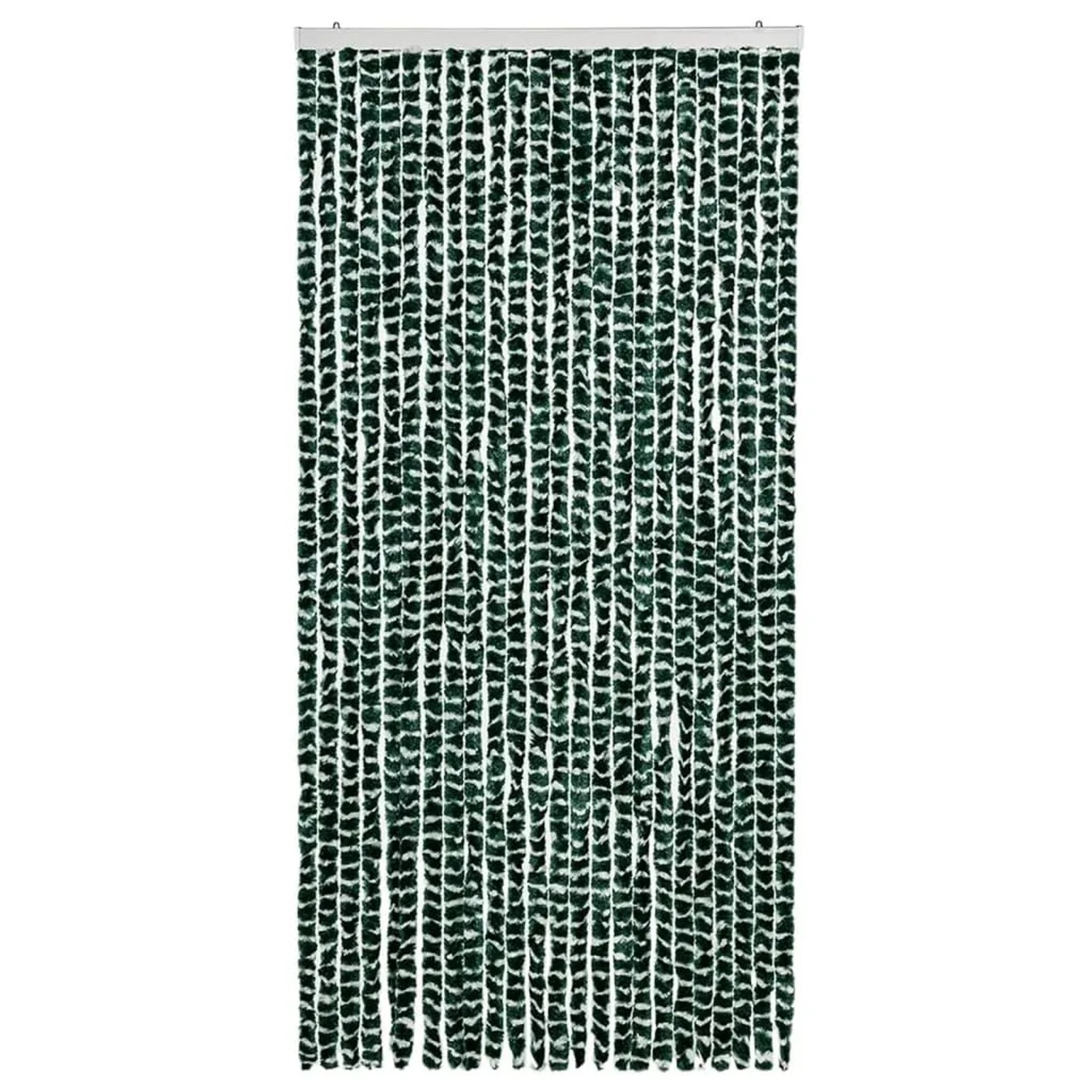 Grün-weißer Insektenschutz-Vorhang 100x220cm aus Chenille für Fenster und Türen.