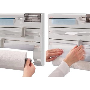 Leifheit Wandrollenhalter Parat Plus mit Folien- und Papierspender in Weiß.