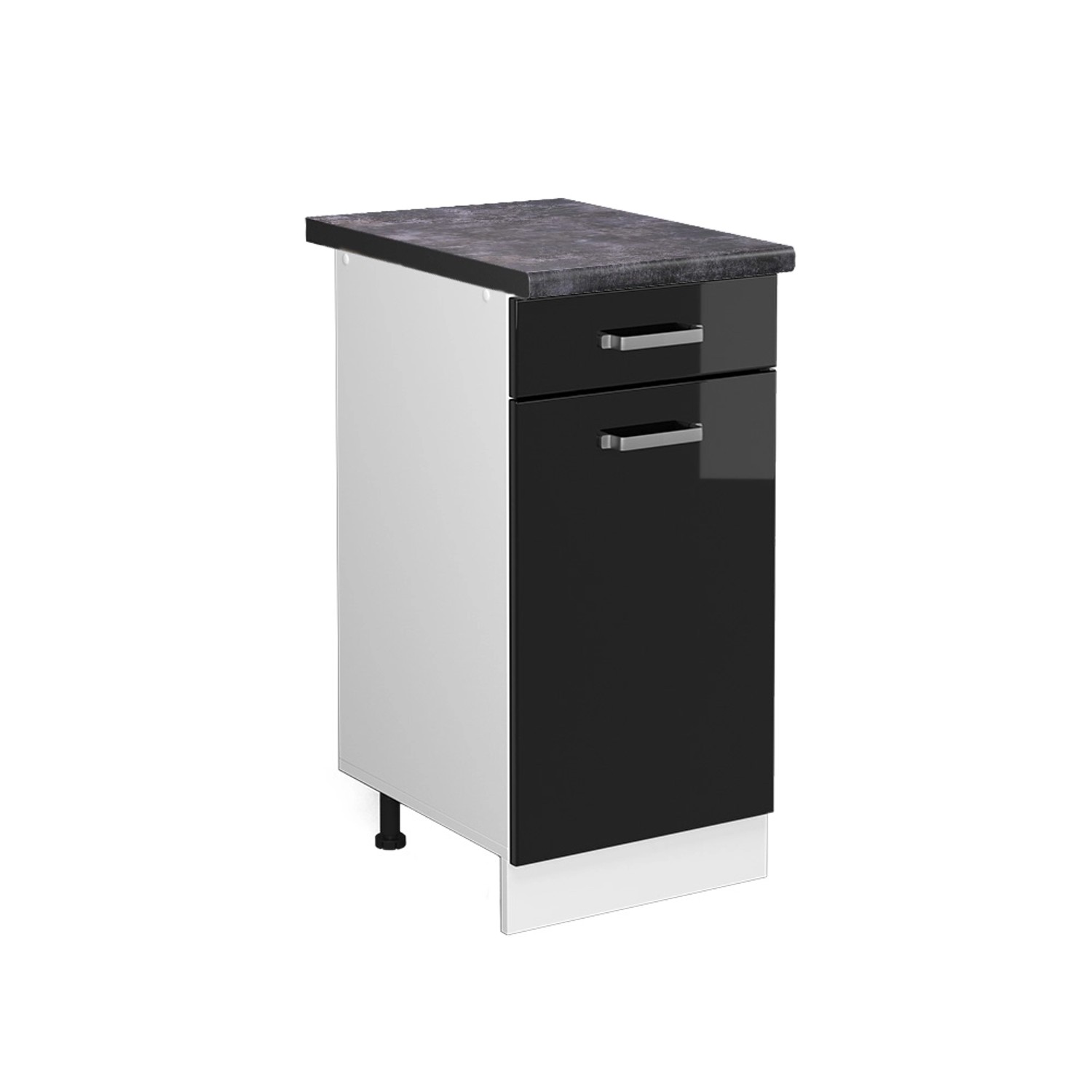 Vicco Küchenunterschrank R-Line Schwarz Hochglanz/Weiß 40 cm AP Anthrazit