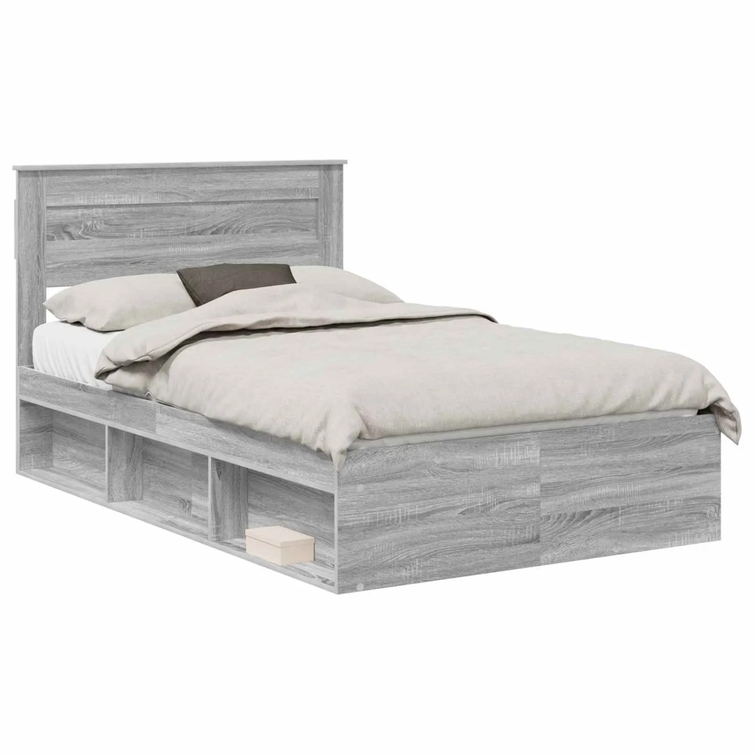 vidaXL Bettrahmen Grau Sonoma 120 x 190 cm Massives Kiefernholz 3409780