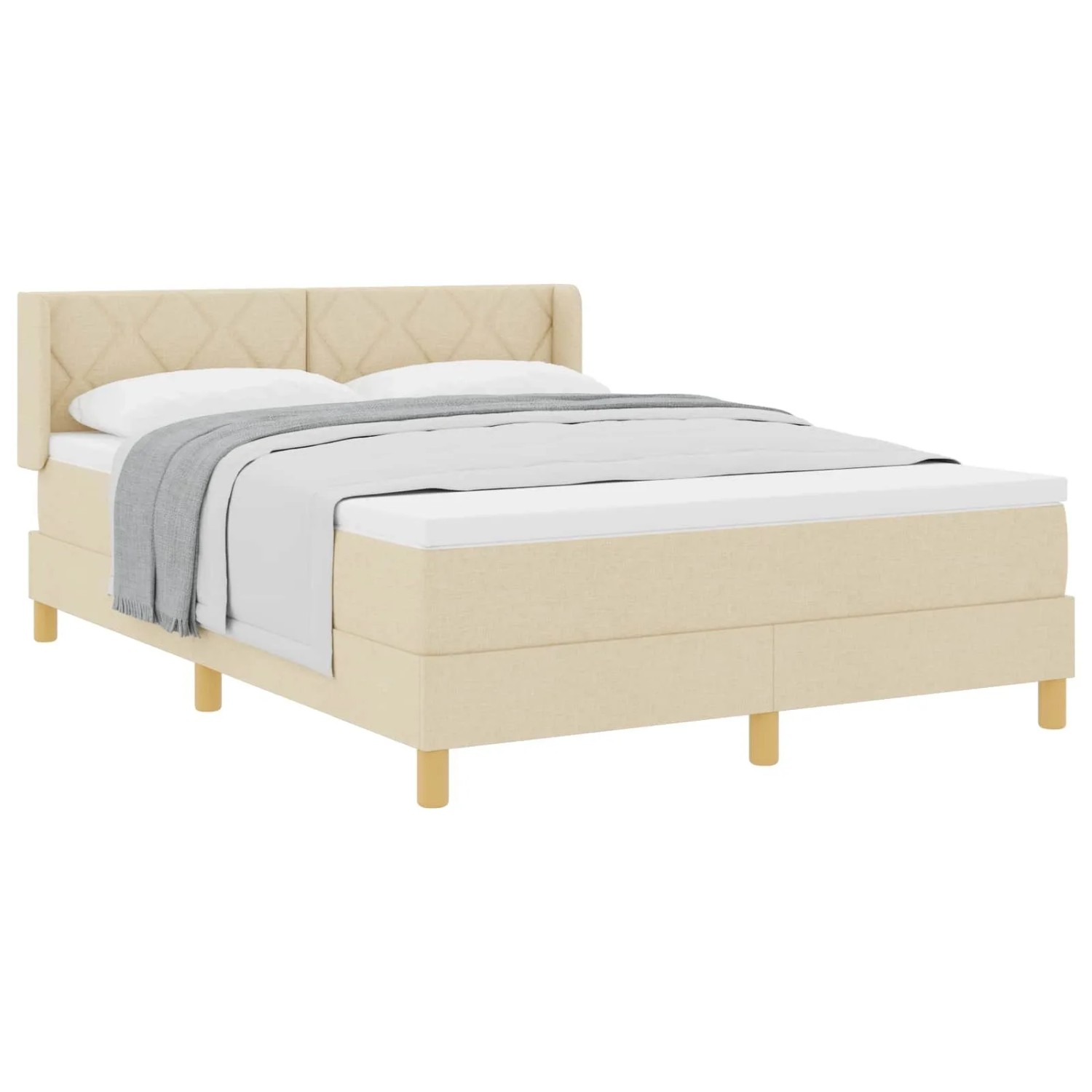 vidaXL Boxspringbett mit Matratze Creme 160 x 200 cm Stoff 3341368