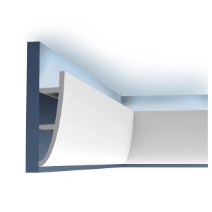 Weiße ORAC DECOR Eckleiste C374 Antonio L für indirekte Beleuchtung, 200 cm lang.