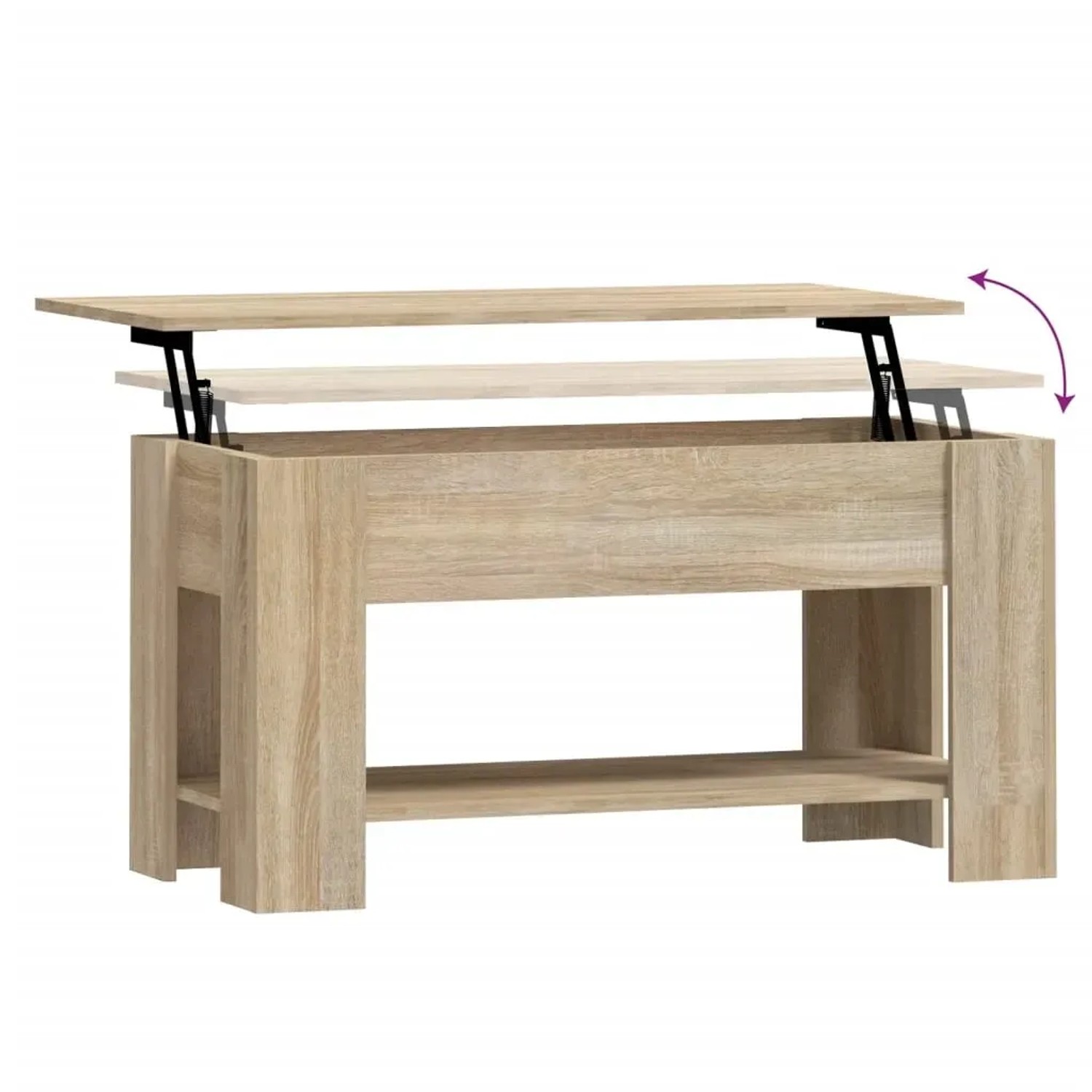 vidaXL Couchtisch Sonoma-Eiche mit höhenverstellbarer Platte und Stauraum.