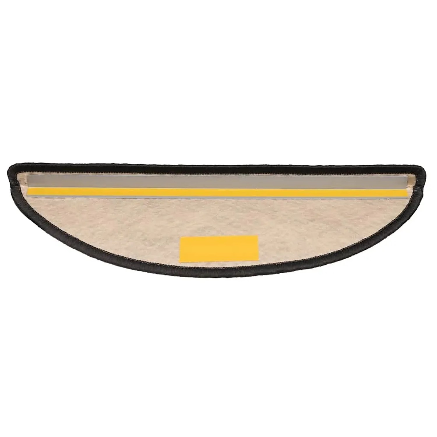 Anthrazitfarbene vidaXL Treppenmatte aus Sisal-Stoff mit gelben Selbstklebestreifen auf der Rückseite.