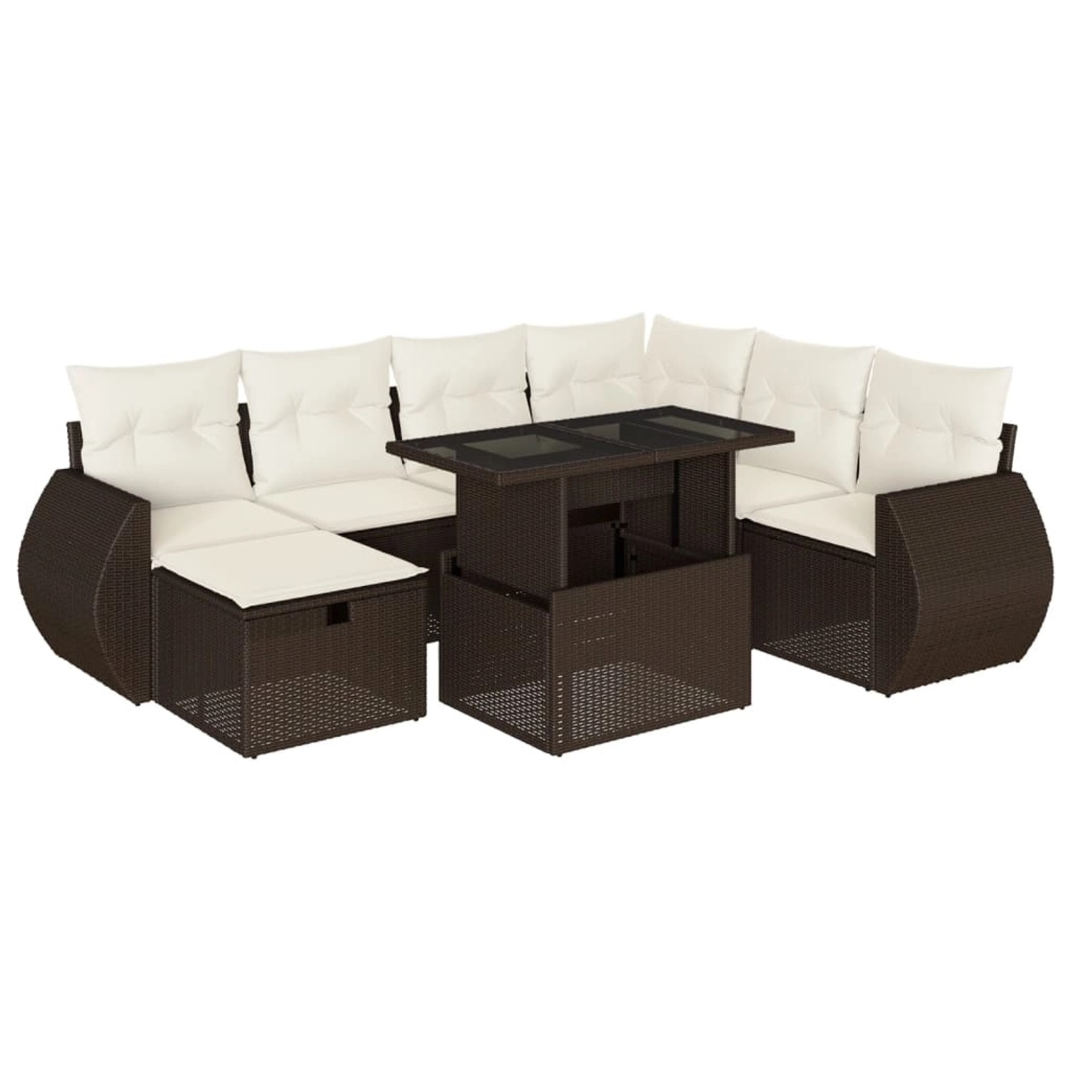 vidaXL 8-Tlg Garten-Sofagarnitur mit Kissen Braun Poly Rattan 3275163 günstig online kaufen