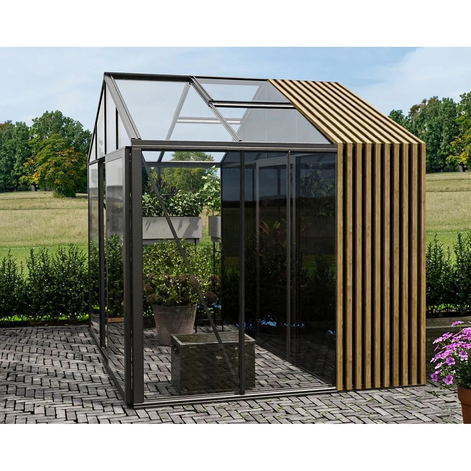 Bloomcabin Premium-Qualität Gewächshaus Klassik mit Kleinem Integriertem Stauraum mit Accoya-Fusion GHCSSAF2